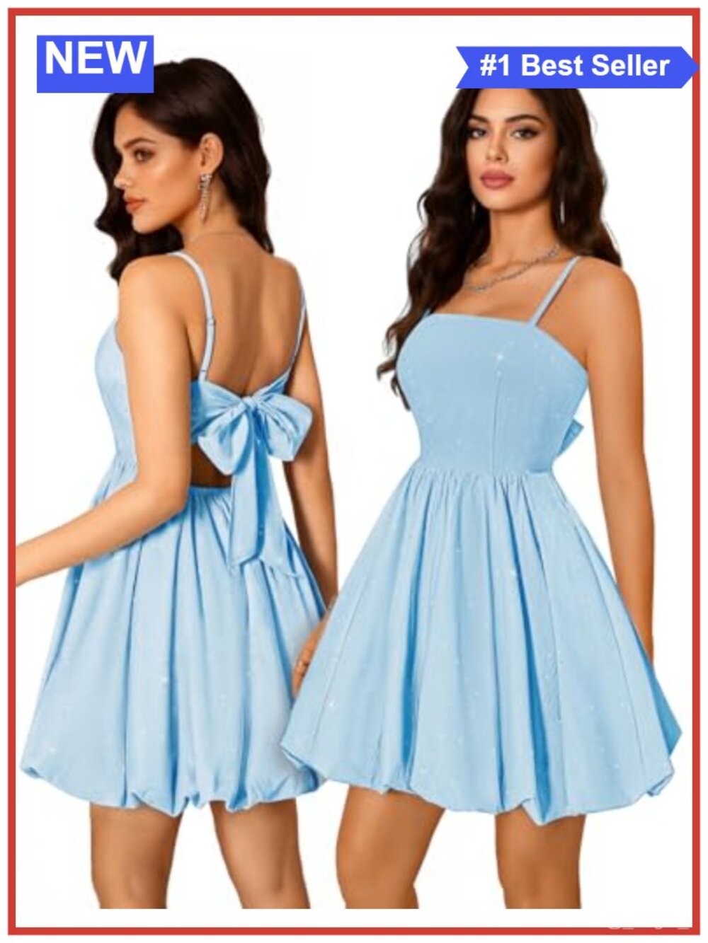 Sparkly Bubble Dress Short Homecoming Sleeveless A-Line Mini